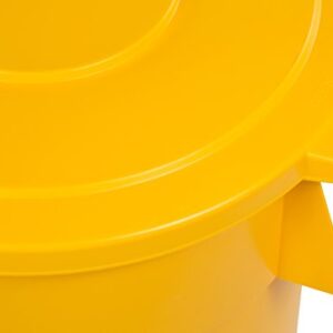 Carlisle FoodService Products 34104504 Bronco Polyethylene Round Lid, 26.88" Diameter x 2-1/4" Height, Yellow, for 44 Gallon Trash Containers