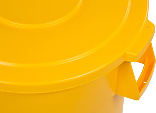 Carlisle FoodService Products 34104504 Bronco Polyethylene Round Lid, 26.88" Diameter x 2-1/4" Height, Yellow, for 44 Gallon Trash Containers