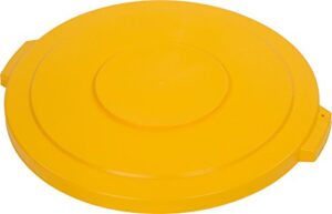 carlisle foodservice products 34104504 bronco polyethylene round lid, 26.88" diameter x 2-1/4" height, yellow, for 44 gallon trash containers
