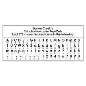 Barker Creek Letter Pop-Outs, 2" Neon, Multicolor Designer Letters for Bulletin Boards, Breakrooms, Reception Areas, Signs, Displays, and More! 2", 676 Characters per Set (1901)