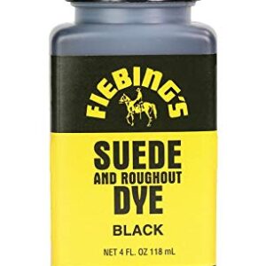 Fiebing's Black Suede Dye (4oz) - Dyes, Brightens and Restores Suede and Roughout Leather Shoes - Remains Flexible When Dry, Won't Crack or Peel - Dye is Permanent and The Applicator is Included