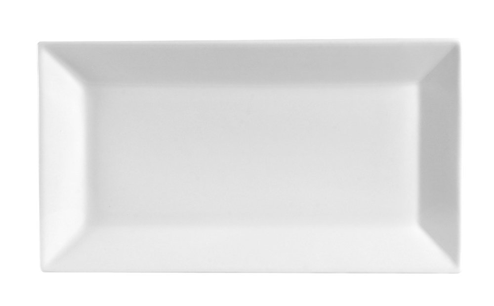 CAC China KSE-13 Kingsquare Porcelain Rectangular Platter, 11-1/2" x 6-1/4", Super White, Box of 12