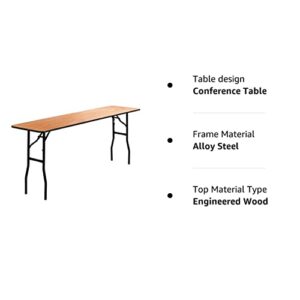 Flash Furniture Gael 6-Foot Rectangular Wood Folding Training / Seminar Table with Smooth Clear Coated Finished Top