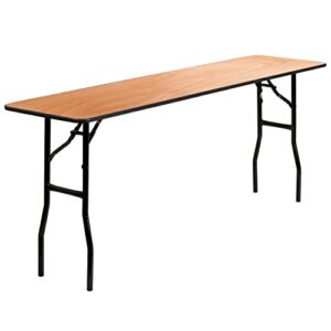 flash furniture gael 6-foot rectangular wood folding training / seminar table with smooth clear coated finished top