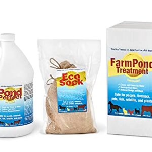 Farm Pond Treatment 80065 Multi Purpose Biological Pond Treatment, Amber liquid and brown powder