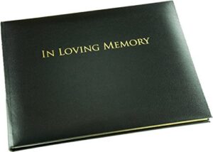 in loving memory funeral guest book - informal lined inner page format - presentation boxed - black - size: 10.5" x 7.6"