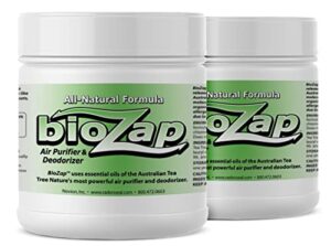 biozap air purifier & deodorizer 2-pack | pharmaceutical-grade australian tea-tree oil | naturally cleans odors | basements, crawlspaces, boats, gyms & more | natural scent