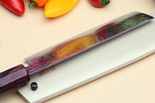 Yoshihiro VG-10 46 Layers Hammered Damascus Nakiri Japanese Vegetable Knife (6.5'' (165mm) Rosewood Handle)