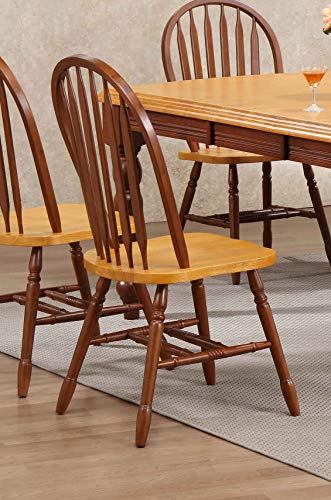 Sunset Trading Selections Windsor Arrowback Side Two Tone Nutmeg Brown Light Oak Solid Wood | Set of 2 Fully Assembled Sidechairs Dining Chair