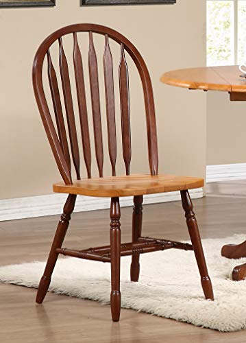 Sunset Trading Selections Windsor Arrowback Side Two Tone Nutmeg Brown Light Oak Solid Wood | Set of 2 Fully Assembled Sidechairs Dining Chair