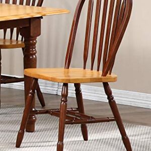 Sunset Trading Selections Windsor Arrowback Side Two Tone Nutmeg Brown Light Oak Solid Wood | Set of 2 Fully Assembled Sidechairs Dining Chair