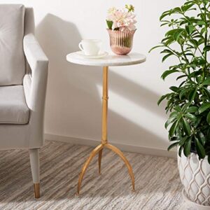 safavieh home collection mikhail and iron end table, white/gold granite