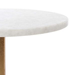 Safavieh Home Collection Mikhail and Iron End Table, White/Gold Granite