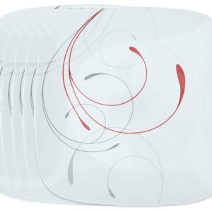 Corelle Vitrelle 6-Piece Salad Plate Set, Triple Layer Glass and Chip Resistant, Lightweight Square 10-1/4-Inch Plates Set, Splendor