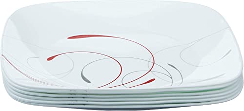 Corelle Vitrelle 6-Piece Salad Plate Set, Triple Layer Glass and Chip Resistant, Lightweight Square 10-1/4-Inch Plates Set, Splendor