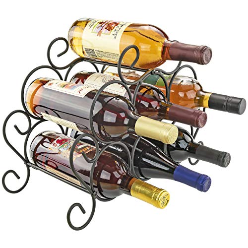 Southern Homewares 7-Bottle Minuet Free Standing Wine Rack w/Scroll Design for Kitchen Organization of Wine Spirit Bottles - ‎SH-10048