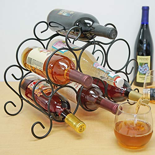 Southern Homewares 7-Bottle Minuet Free Standing Wine Rack w/Scroll Design for Kitchen Organization of Wine Spirit Bottles - ‎SH-10048