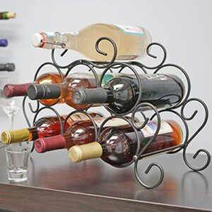 Southern Homewares 7-Bottle Minuet Free Standing Wine Rack w/Scroll Design for Kitchen Organization of Wine Spirit Bottles - ‎SH-10048