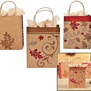 Fall Goodie Bags with Handles - 12 Craft Bags - Party Supplies