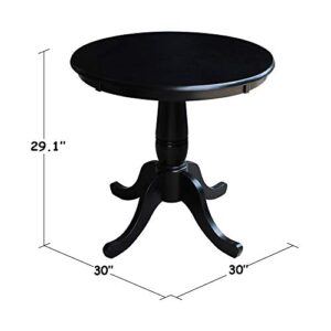 International Concepts 30-Inch Round by 30-Inch High Top Ped Table, Black