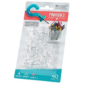 Pinhooks Push Pin Wall Hook - Klear Kindness (Transparent) - 40-Count