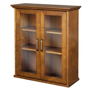 teamson home avery removable wooden 2 door wall cabinet with storage, oiled oak