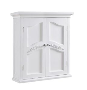 teamson home versailles removable wooden wall cabinet with 2 shelves, white