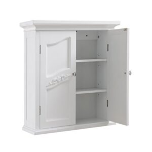 Teamson Home Versailles Removable Wooden Wall Cabinet with 2 Shelves, White