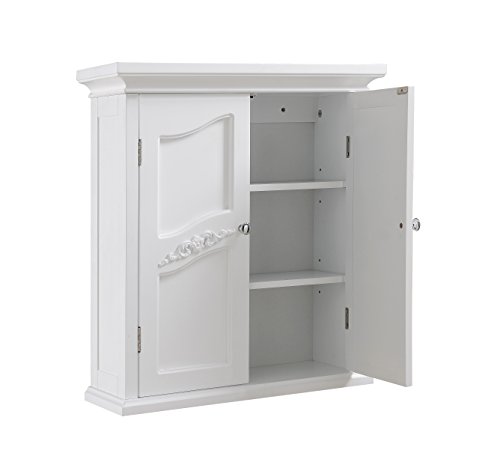 Teamson Home Versailles Removable Wooden Wall Cabinet with 2 Shelves, White