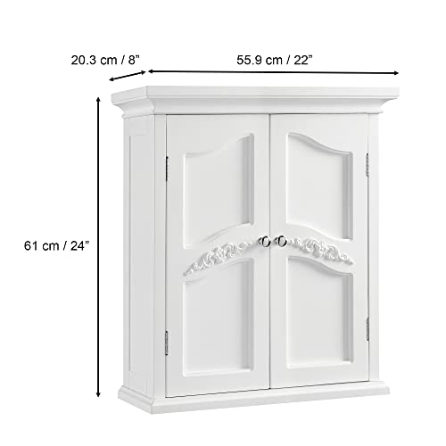 Teamson Home Versailles Removable Wooden Wall Cabinet with 2 Shelves, White