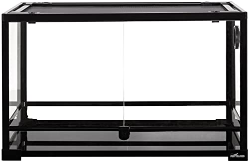 TRIXIE 41 Gallon Glass Terrarium, Double Hinged Doors, Mesh Top, Waterproof Base, Black