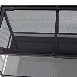 TRIXIE 41 Gallon Glass Terrarium, Double Hinged Doors, Mesh Top, Waterproof Base, Black