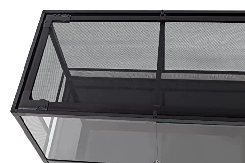 TRIXIE 41 Gallon Glass Terrarium, Double Hinged Doors, Mesh Top, Waterproof Base, Black