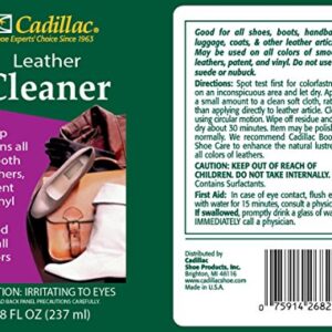 Cadillac Leather Cleaner - Great for Shoes, Boots, Handbags, Car Upholstery, Furniture- Removes Surface Dirt, Grime, Salt and More From Finished Leathers