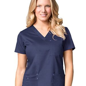 Maevn Women's Blossom 3-Pocket V-Neck Top(Navy, Large)