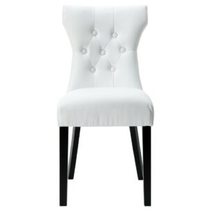 modway silhouette modern tufted vegan leather upholstered parsons dining chair in white, one