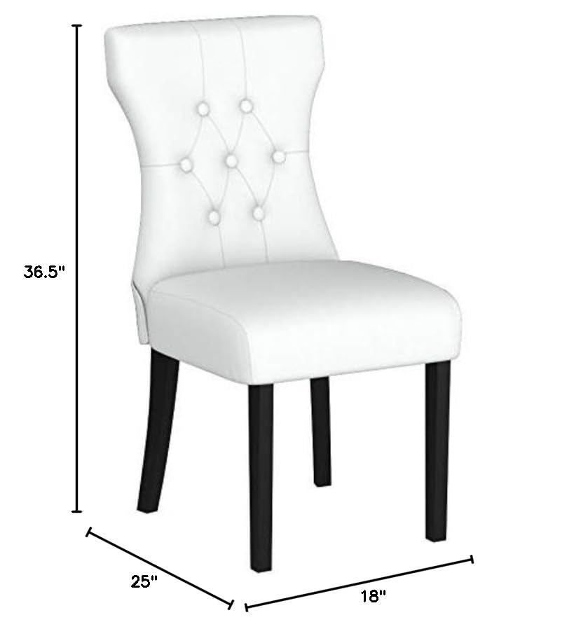 Modway Silhouette Modern Tufted Vegan Leather Upholstered Parsons Dining Chair in White, One