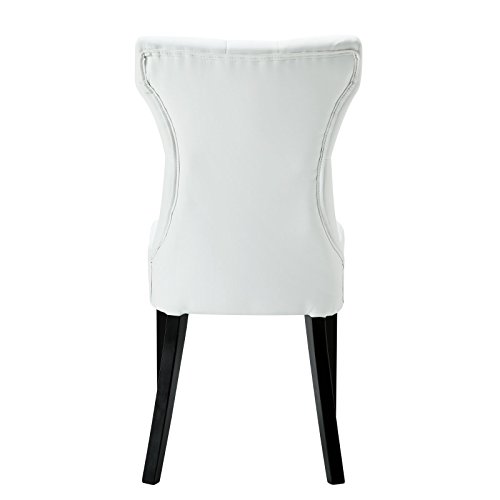 Modway Silhouette Modern Tufted Vegan Leather Upholstered Parsons Dining Chair in White, One
