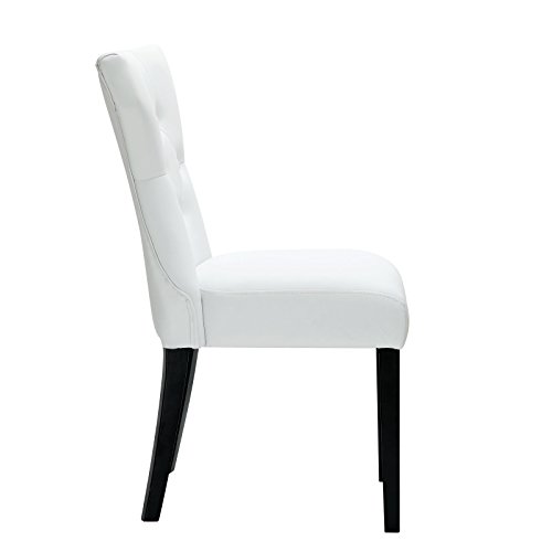 Modway Silhouette Modern Tufted Vegan Leather Upholstered Parsons Dining Chair in White, One