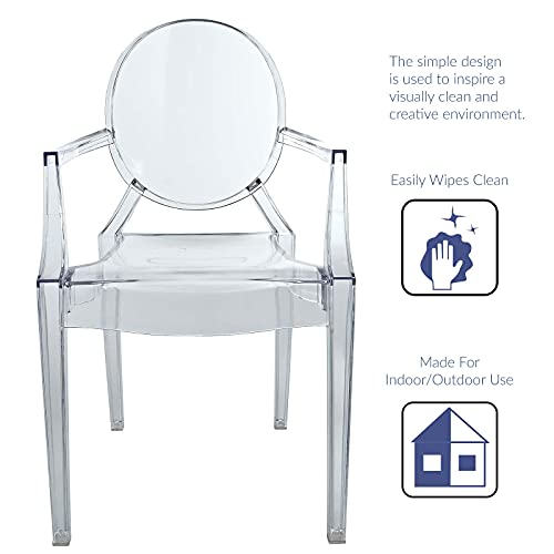 Modway Casper Modern Acrylic Stacking Two Dining Armchairs in Clear