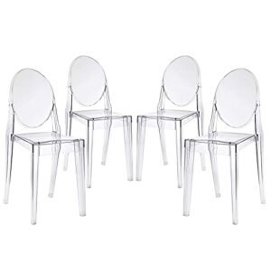 modway casper modern acrylic stacking four dining armchairs in clear