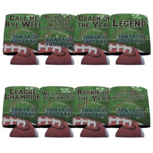 victorystore can and beverage coolers - fantasy football, set of 8 different designs