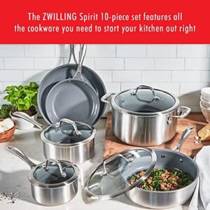 ZWILLING Spirit 3-ply 10-pc Stainless Steel Ceramic Nonstick Pots and Pans Set, Dutch Oven, Fry Pan