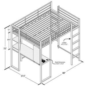 DHP Abode Full Size Metal Loft Bed, Black