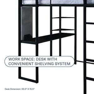 DHP Abode Full Size Metal Loft Bed, Black