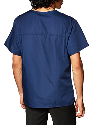 Cherokee V-Neck Men's Scrub Top with Chest Pocket, Durable, Fade Resistant and Easy Care 4789, L, Navy