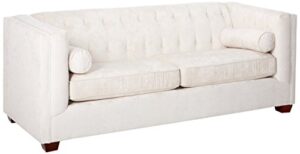 coaster home furnishings alexis chesterfield sofa with track arms almond, 35" l x 86" w x 32.5" h (504391)