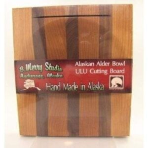 b merry studios alaska ulu alder walnut stripe wood chopping bowl board top slot
