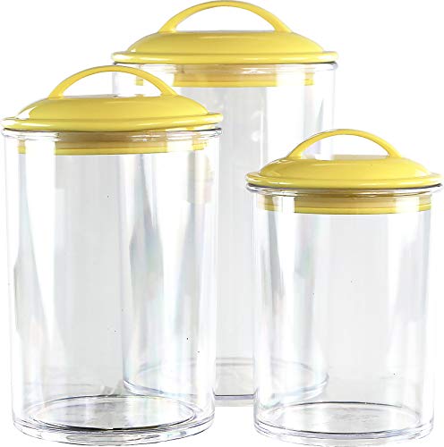 Calypso Basics by Reston Lloyd Acrylic Storage Canisters, Set of 3, Lemon