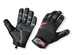 warn 88895 hand protection: synthetic leather winch gloves with kevlar reinforcement, x-large, black, 1 pair